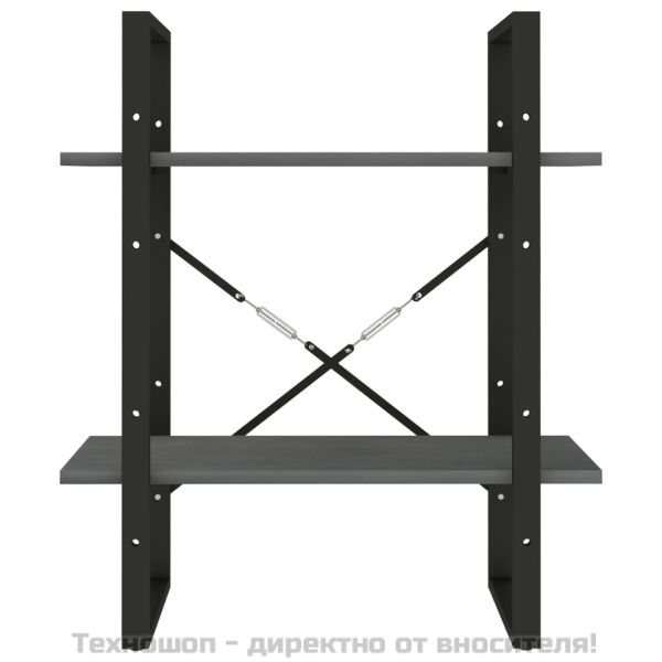 2-етажна библиотека, сива, 60x30x70 см, борово дърво масив