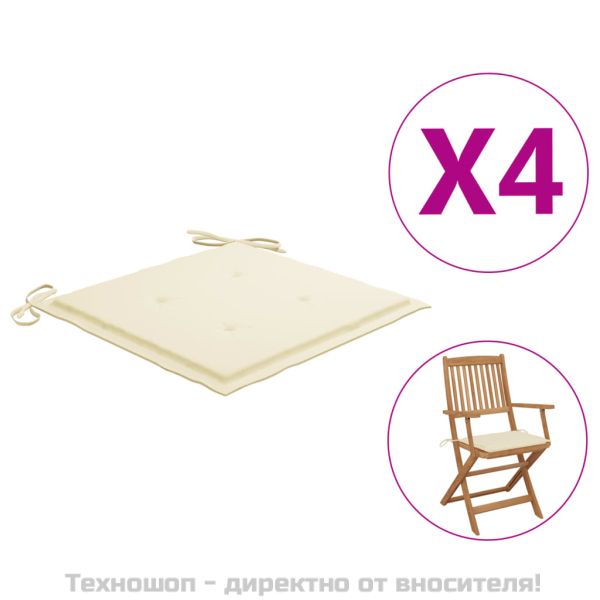 Възглавници за столове 4 бр кремави 40x40x4 см Оксфорд плат