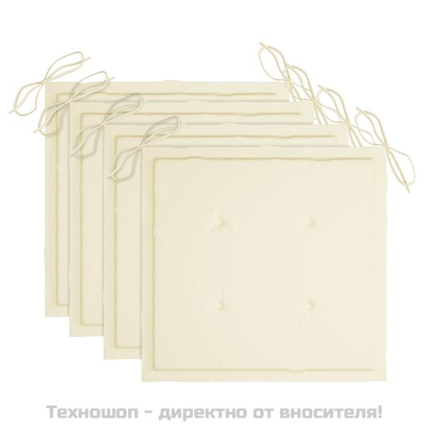 Възглавници за столове 4 бр кремави 40x40x4 см Оксфорд плат