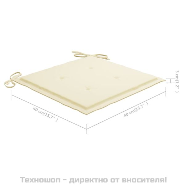 Възглавници за столове 4 бр кремави 40x40x4 см Оксфорд плат