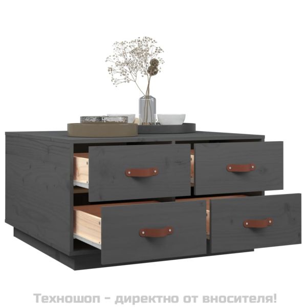 Кафе маса, сива, 80x80x45 см, бор масив