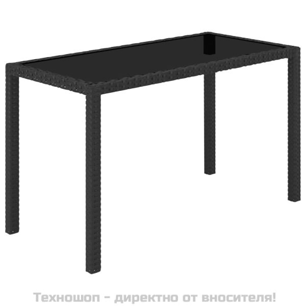 Градински комплект с възглавници, 5 части, черен полиратан