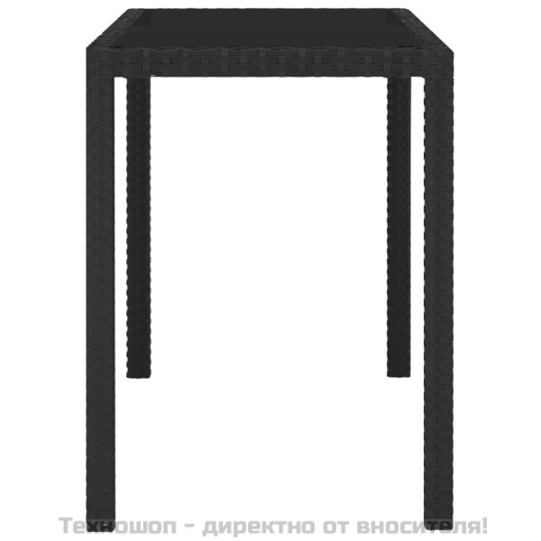 Градински комплект с възглавници, 5 части, черен полиратан