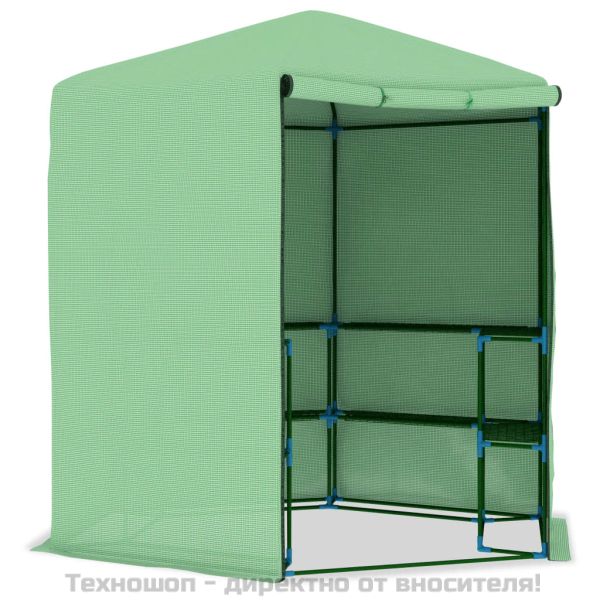 Оранжерия с рафтове, стомана, 227x223 см