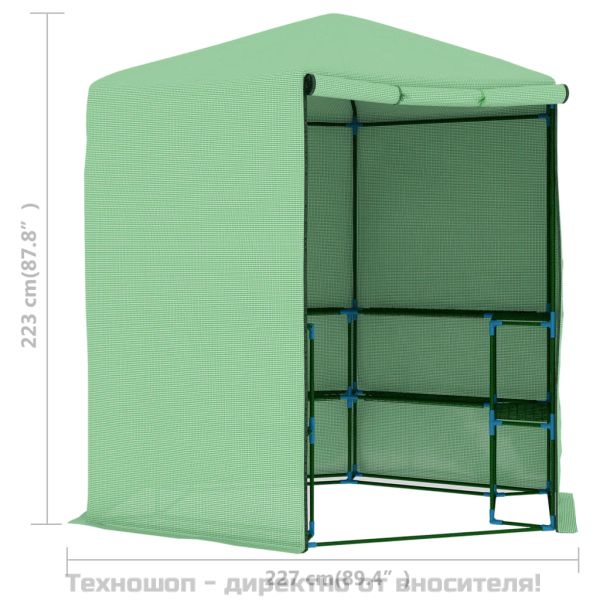 Оранжерия с рафтове, стомана, 227x223 см