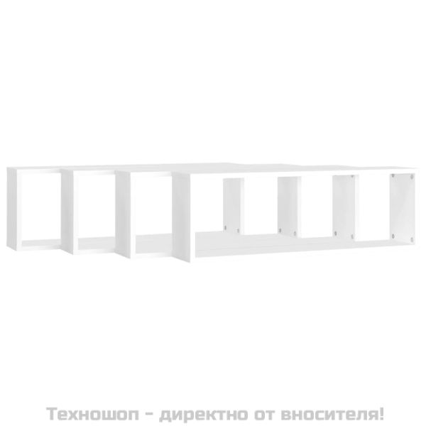 Стенни кубични рафтове 4 бр, бели, 80x15x26,5см инженерно дърво