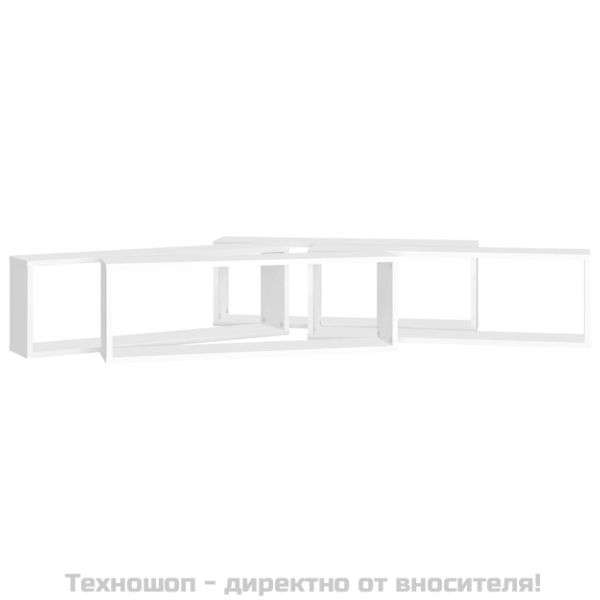 Стенни кубични рафтове 4 бр, бели, 80x15x26,5см инженерно дърво