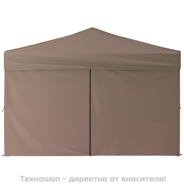 Сгъваема парти палатка със странични стени, таупе, 3x3 м