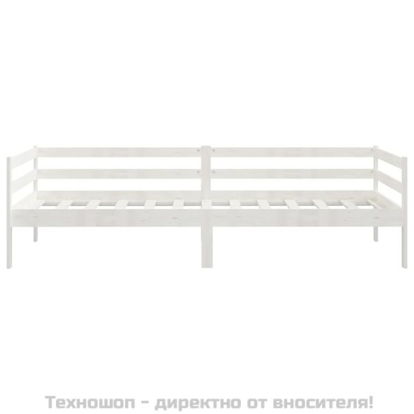 Дневно легло без матрак, бял, борово дърво масив, 90x200 см