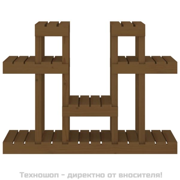 Поставка за цветя, меденокафява, 104,5x25x77,5 см, бор масив