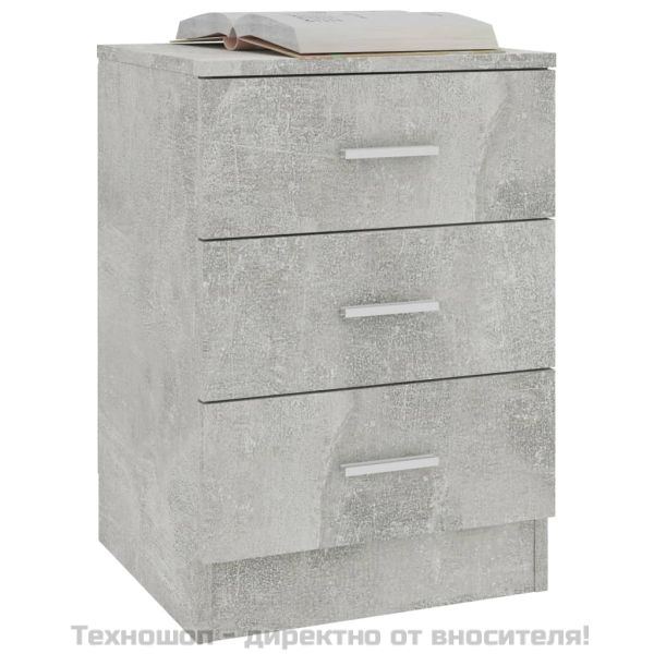 Нощни шкафчета, 2 бр, бетонно сив, 38x35x56 см, инженерно дърво