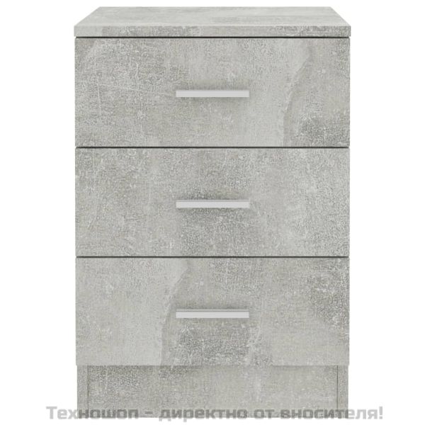 Нощни шкафчета, 2 бр, бетонно сив, 38x35x56 см, инженерно дърво