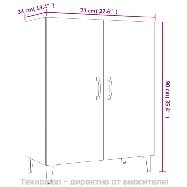 Сайдборд, Кафяв дъб, 70x34x90 см, инженерно дърво