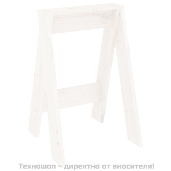 Табуретки, 2 бр, бели, 40x40x60 см, борово дърво масив