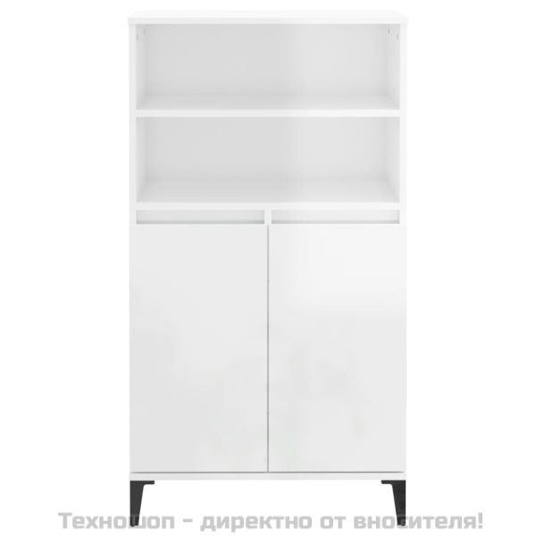 Висок шкаф, бял гланц, 60x36x110 см, инженерно дърво