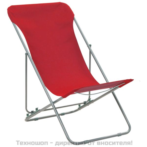 Сгъваеми плажни столове, 2 бр, стомана и оксфорд тъкан, червени