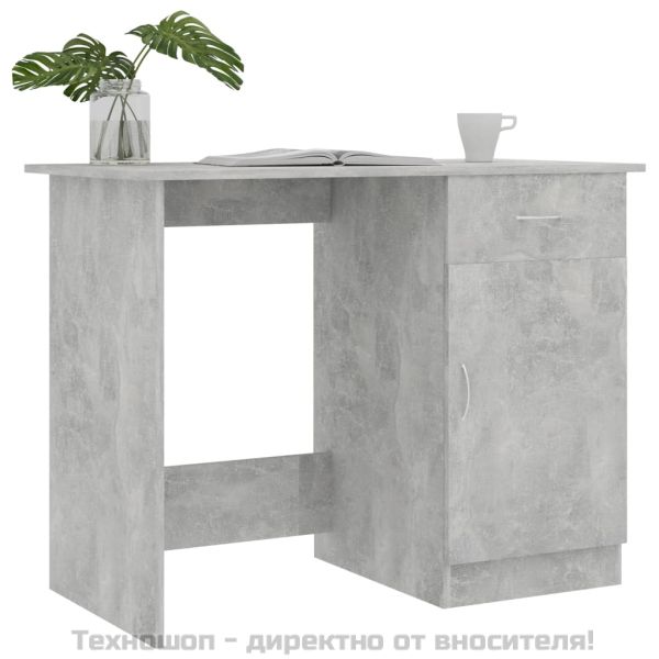 Бюро, бетонно сиво, 100x50x76 см, инженерно дърво