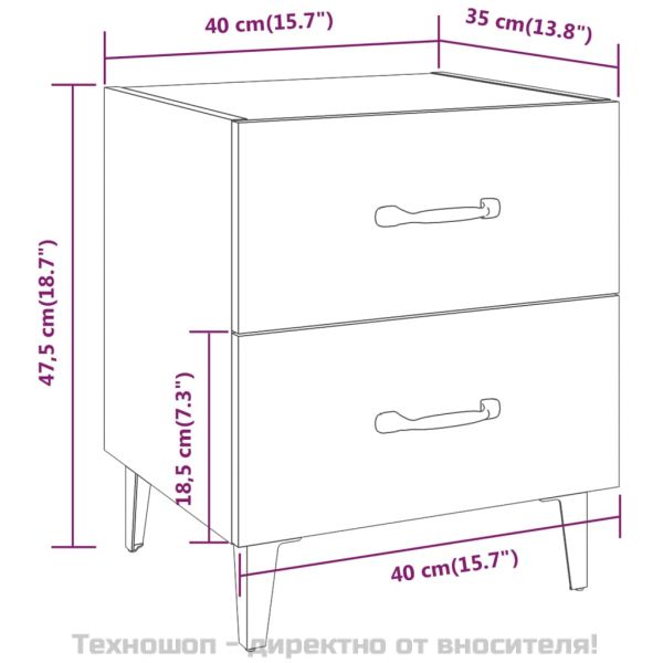 Нощни шкафчета, 2 бр, бели, 40x35x47,5 см