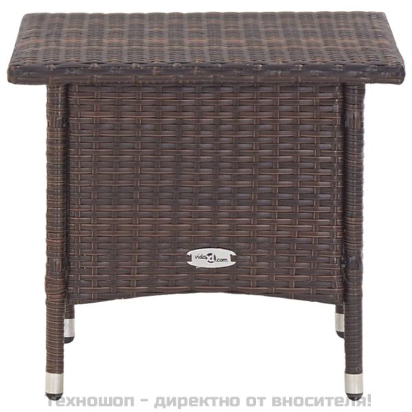 Маса за чай, кафява, 50x50x47 см, полиратан