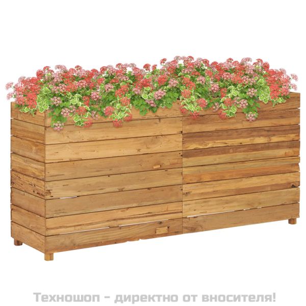 Повдигната леха 150x40x72 см рециклирано тиково дърво и стомана