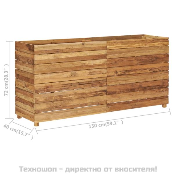 Повдигната леха 150x40x72 см рециклирано тиково дърво и стомана
