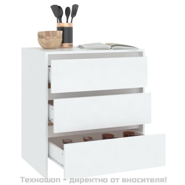 Сайдборд, бял, 70x41x75 см, инженерно дърво