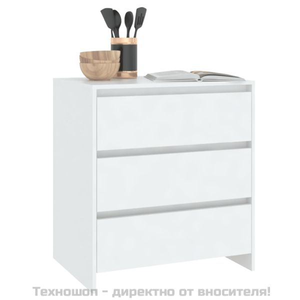 Сайдборд, бял, 70x41x75 см, инженерно дърво