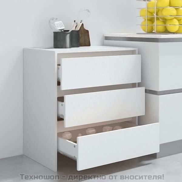 Сайдборд, бял, 70x41x75 см, инженерно дърво