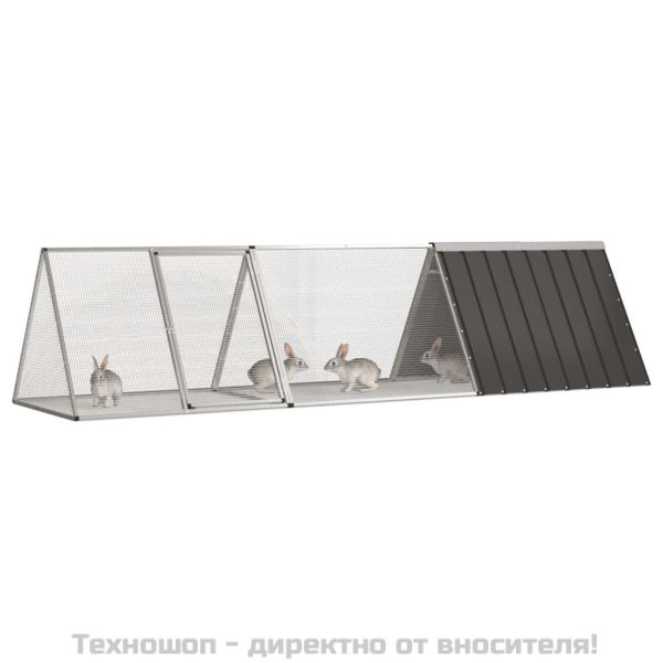 Клетка за зайци, антрацитна, 302,5x80,5x71 см, поцинкована стомана