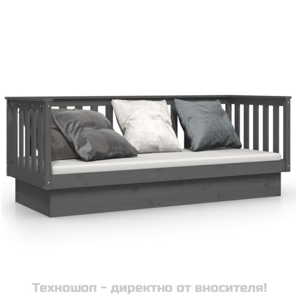 Дневно легло, сиво, 75x190 см, борово дърво масив