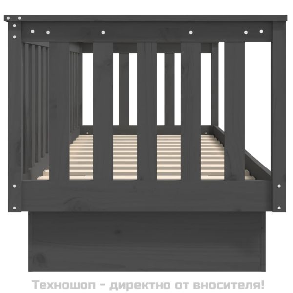 Дневно легло, сиво, 75x190 см, борово дърво масив