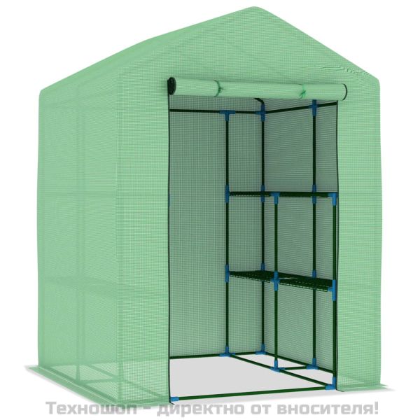 Оранжерия с рафтове, стомана, 143x143x195 см