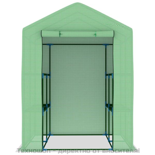 Оранжерия с рафтове, стомана, 143x143x195 см