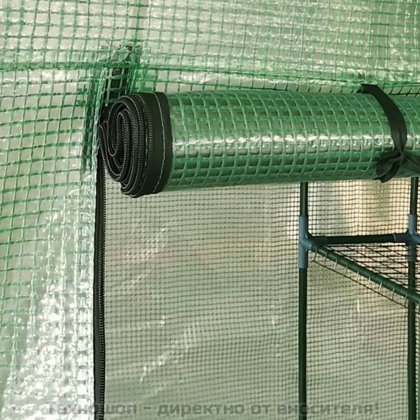 Оранжерия с рафтове, стомана, 143x143x195 см