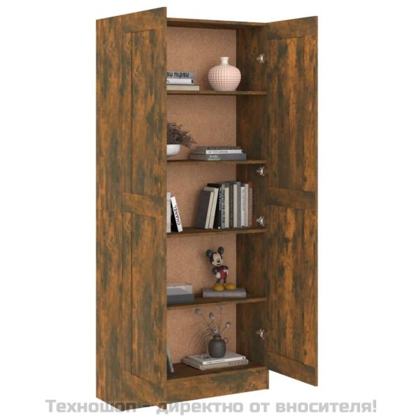 Шкаф за книги, опушен дъб, 82,5x30,5x185,5 см, инженерно дърво