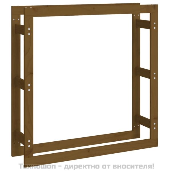 Поставка за дърва за огрев меденокафява 100x25x100 см бор масив