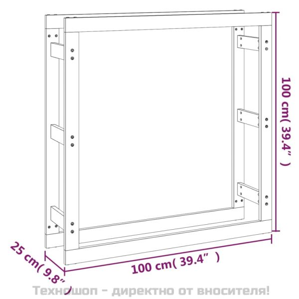 Поставка за дърва за огрев меденокафява 100x25x100 см бор масив
