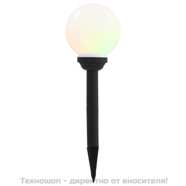 Градински соларни лампи, 4 бр, LED, сферични, 15 см, RGB
