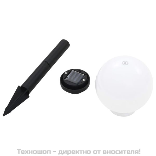 Градински соларни лампи, 4 бр, LED, сферични, 15 см, RGB