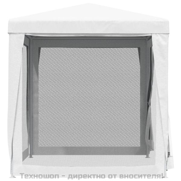 Шатра за партита с 4 мрежести стени, 2x2 м, бяла