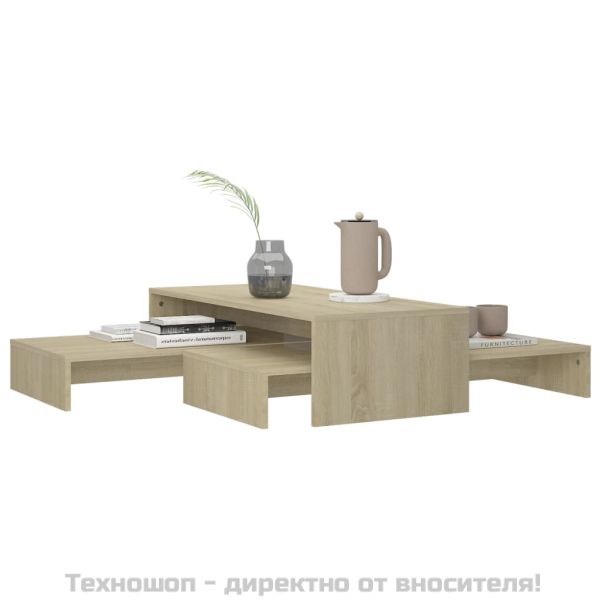 Масички за кафе, дъб сонома, 100x100x26,5 см, инженерно дърво