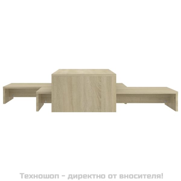 Масички за кафе, дъб сонома, 100x100x26,5 см, инженерно дърво