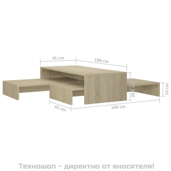 Масички за кафе, дъб сонома, 100x100x26,5 см, инженерно дърво