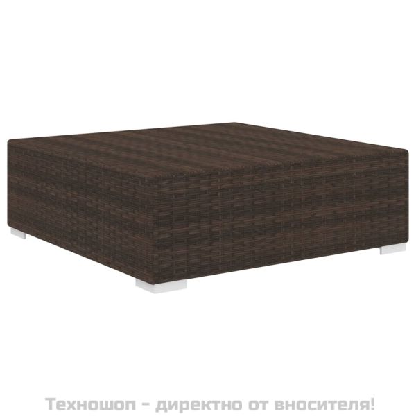 Модулна табуретка с възглавница, 1 бр, полиратан, кафява