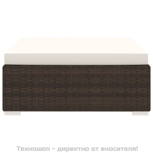 Модулна табуретка с възглавница, 1 бр, полиратан, кафява