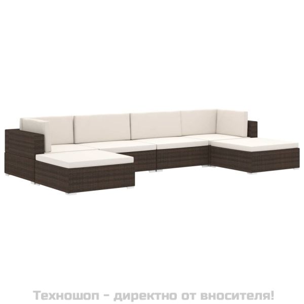 Модулна табуретка с възглавница, 1 бр, полиратан, кафява