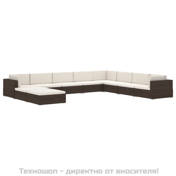 Модулна табуретка с възглавница, 1 бр, полиратан, кафява