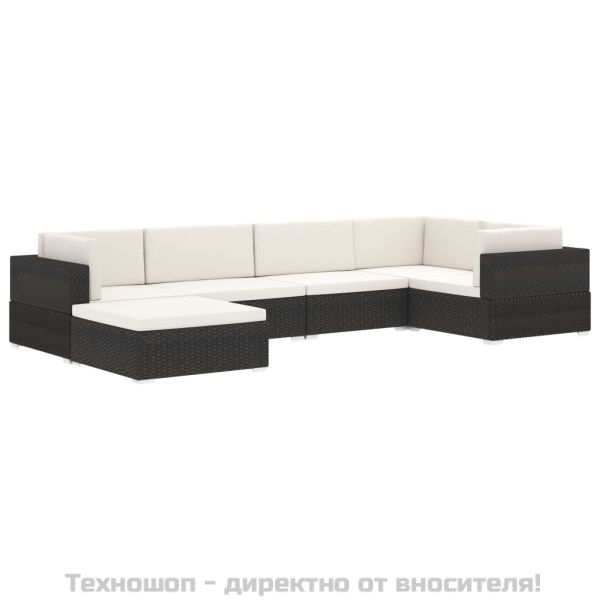 Модулна табуретка с възглавница, 1 бр, полиратан, кафява