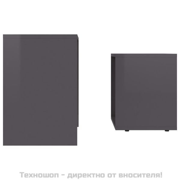 Комплект маси за кафе, сив гланц, 48x30x45 см, инженерно дърво