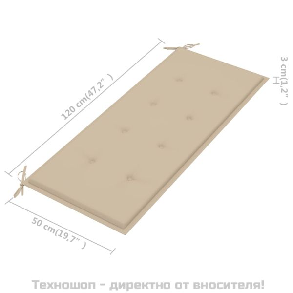 Възглавница за градинска пейка бежова 120x50x4 см оксфорд плат